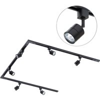 3m U Shape Track Light Kit with Soho Spotlight Heads and LED Bulbs - Black