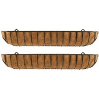 Manor Garden Black Metal Wall Basket Manger Trough Planter (120cm) - Black / 2