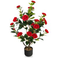 Artificial Camellia Tree Fake Floral Plants - Red