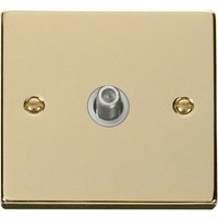 Polished Brass Satellite Socket 1 Gang - White