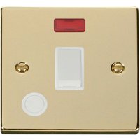 Polished Brass 1 Gang 20A DP Switch With Flex With Neon - White