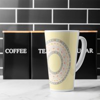 Yellow Circle Ornament Round Frame Latte Mug - Yellow