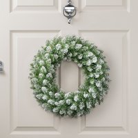 Snow Flocked Christmas Wreath - Green / 45cm
