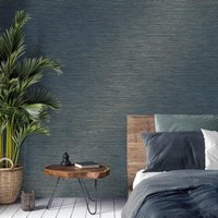 Grasscloth Textured Wallpaper - Navy
