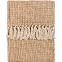 Lorne Waffle Fringed Throw - Honey