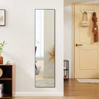 Aluminium Framed Slim Full Length Mirror - Black