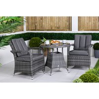 Giardino Arizona Rattan Garden Bistro Set Patio Table and Chairs - Grey
