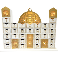 Ramadan Wooden Countdown Calendar Mosque - White