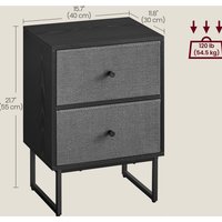 Bedside Tables, Set of 2, Side End Tables with Storage - Black