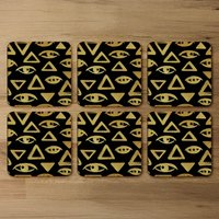 Eyes Pyramids Coaster - Gold
