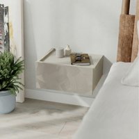 Wall Bedside Table with Drawer Handleless Nightstand - Sandstone, Travertine