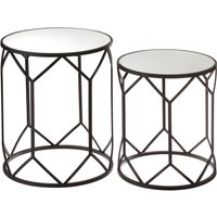 Avantis Mirror and Black Metal Set Of 2 Side Tables - Black