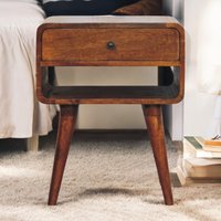 Solid Wood Avora Chestnut Nightstand with Drawer and open slot - Brown