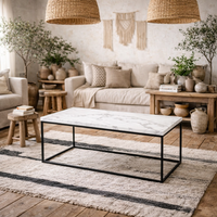 Hazelmere Coffee Table Marble Look Legs - White