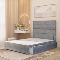 Horizona Tweed Fabric Divan Bed Base with 54" Floor Standing Headboard - Grey / King / 4