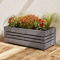 Cerland Geteborg Outdoor Rectangular Wooden Planter - Grey / Wood / 90.6cm