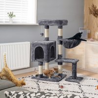 Small Cat Tree with Plush Perch - Dark Grey