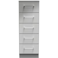 Worcester Ready Assembled 5 Drawer Bedside Cabinet - Uniform Grey & Dusk Grey