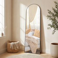 Floor Standing Full Body Mirror with Aluminium Frame - black