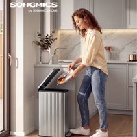 SONGMICS 13 Gallon (50 L) Slim Kitchen Bin with Pedal - Silver