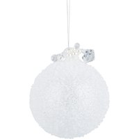 , White Beaded Jewel Top Bauble - White , White Beaded Jewel Top Bauble - White