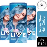 Schwarzkopf Live Ultra Brights P121 Denim Steel Semi-Permanent Hair Dye - Buy3 - P121 Denim Steel / 3