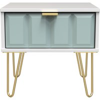 Cube Ready Assembled 1 Drawer Bedside Cabinet with Legs - Duck & White Matt