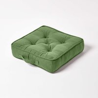 Homescapes Rajput Ribbed Cotton Floor Cushion - Dark Olive