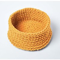 Cotton Knitted Round Storage Basket - Mustard / 29l
