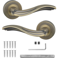 Solace Antique Brass Door Lever Handles On Rose - Pair of Handles - Antique Brass