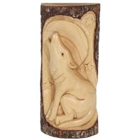 30cm Wolf Wood Carving Handcarved and Unique - Brown