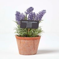 Artificial Lavender Plant in Decorative Pot - Terracotta