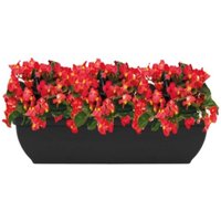 Black Trough Plant Pot Plastic Winchester Flower Patio Planter 60cm - Black / 2