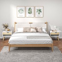 HOMCOM Bedside Table with Drawer and Shelf - Natural / 17kg / 39cm