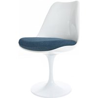 White Tulip Dining Chair with Velveteen Cushion - Navy