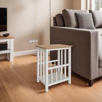 FWStyle Solid Painted Oak Magazine Table Ready Assembled - Linen
