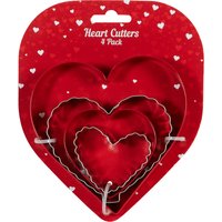 Pack of 4 Heart Cutters - Red and Silver