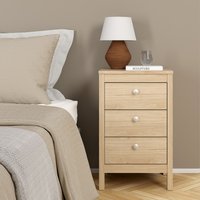 Madrid Bedside 3 Drawers Table - Oak