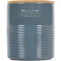 Embossed Ribbed Biscuit Canister - Blue