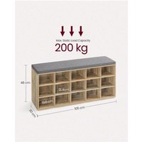 VASAGLE Shoe Rack Bench with Cushion and Storage - Brown