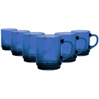 260ml Versailles Glass Coffee Mugs - Sapphire / 6 / 10.5cm