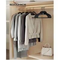 SONGMICS Non-slip Velvet Clothes Hangers with Tie Bar - Black / 50