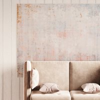 Pastel Pink Abstract Washable Area Rug - Pastel Pink & Beige / 200cm x 290cm
