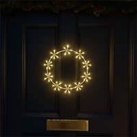 Xmas Haus 36cm 60Warm White Led Metal Ring 3M Lead Outdoor - White