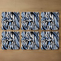 Abstract Zebra Skin Coaster - Blue