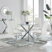 Selina Dining Table With Four Lorenzo Chairs Set - White
