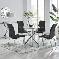 Selina Round Dining Table With Four Isco Chairs - Black