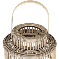 Cylinder Wicker Lantern with Glass Holder Natural Woven Decor - Brown