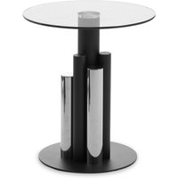 Oria Glass Silver And Black Base Side Table - Black