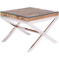 Kerala Natural Top End Table With Cross Base - Brown